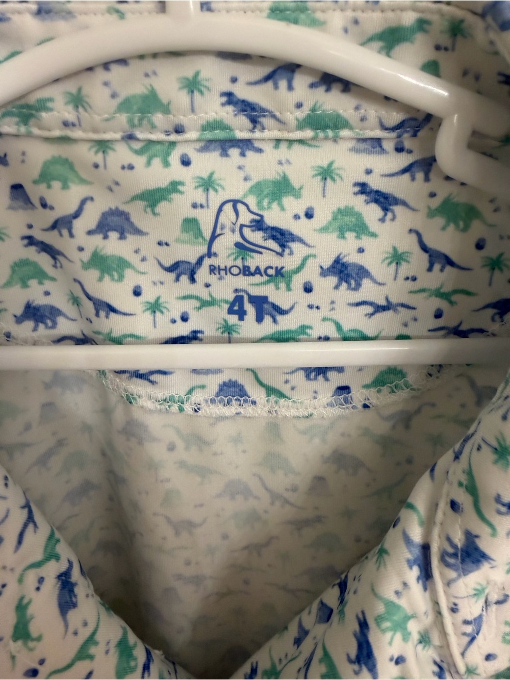 Rhoback Kids Polo with Blue and Green Dinosaur Print - Picture 3 of 4